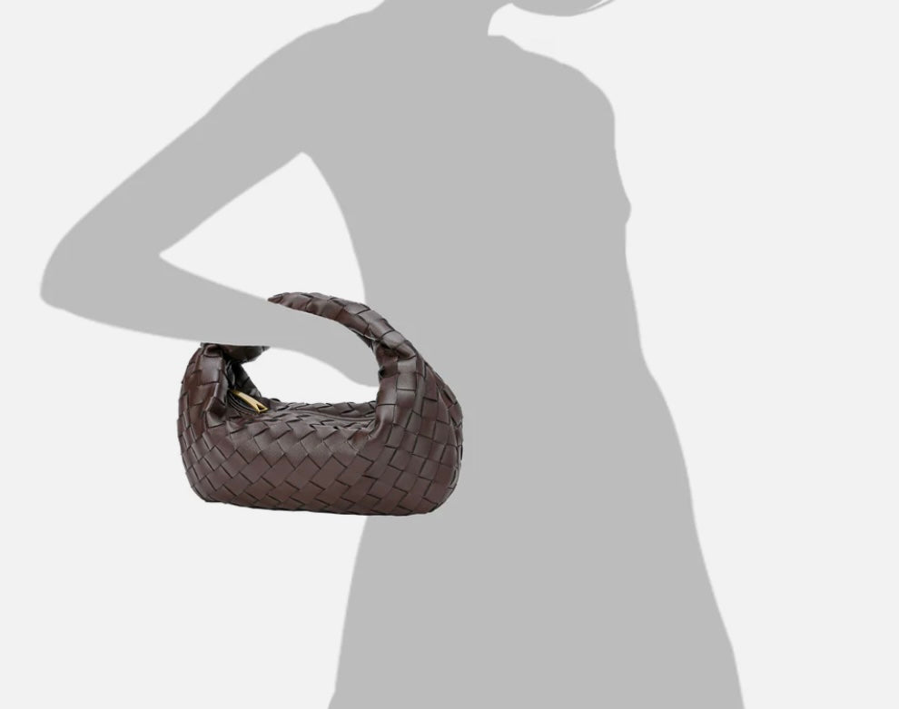 Woven Sheepskin Knot Pouch Bag