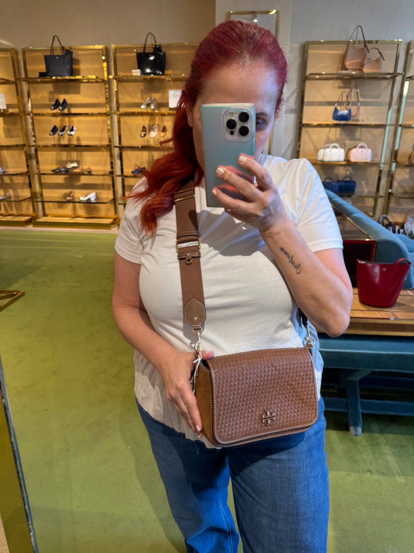 Thea hasır suet crossbody