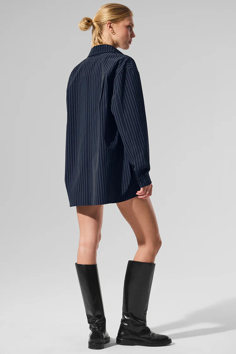 ALO YOGA Pinstripe Daylight Button Down Long Sleeve