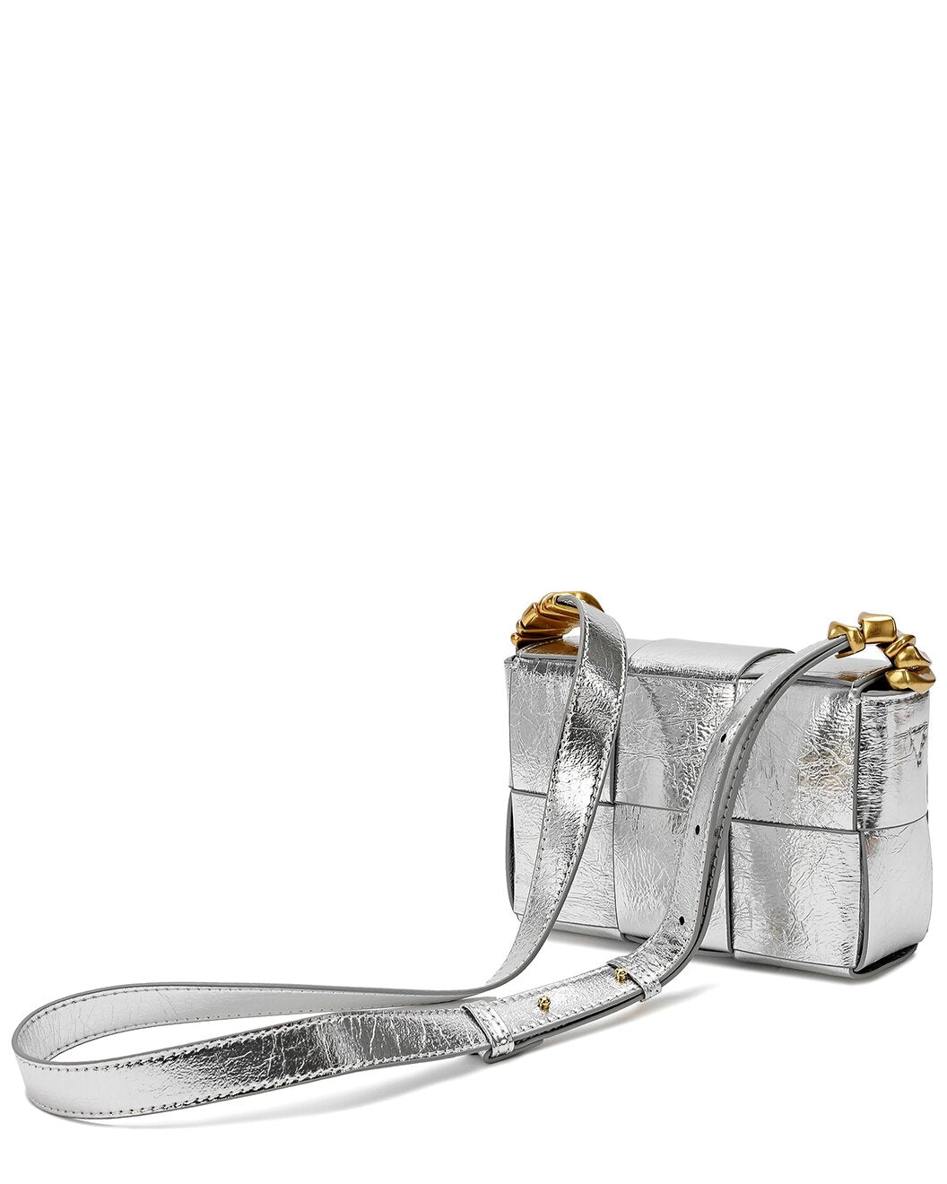 Woven Metallic Leather Crossbody