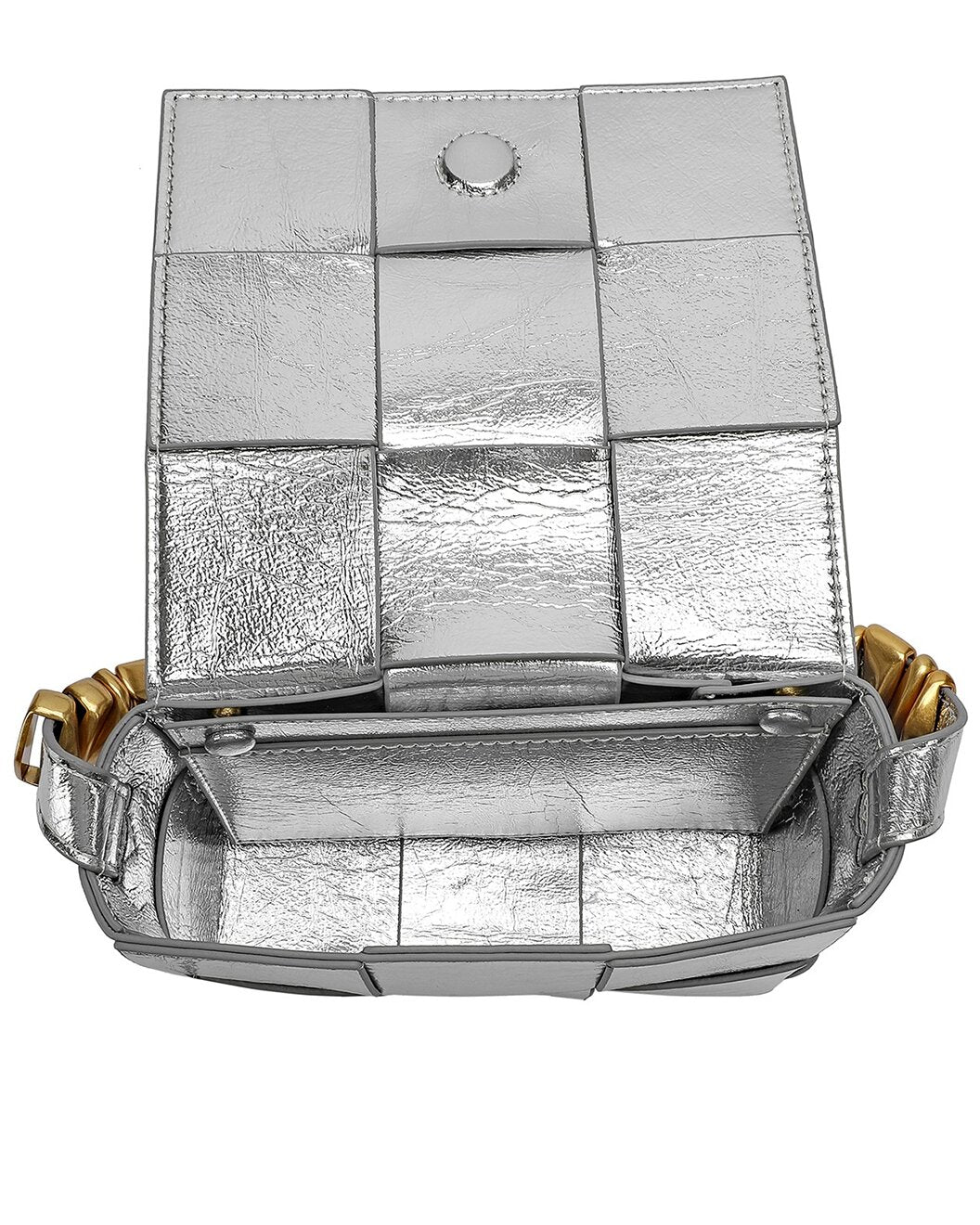 Woven Metallic Leather Crossbody
