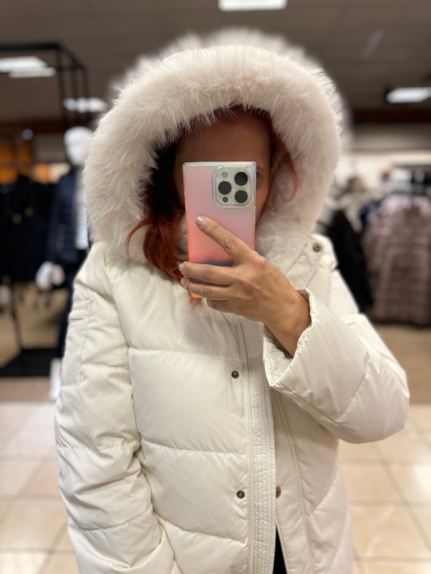 Women's Faux-Fur Hooded Puffer mont