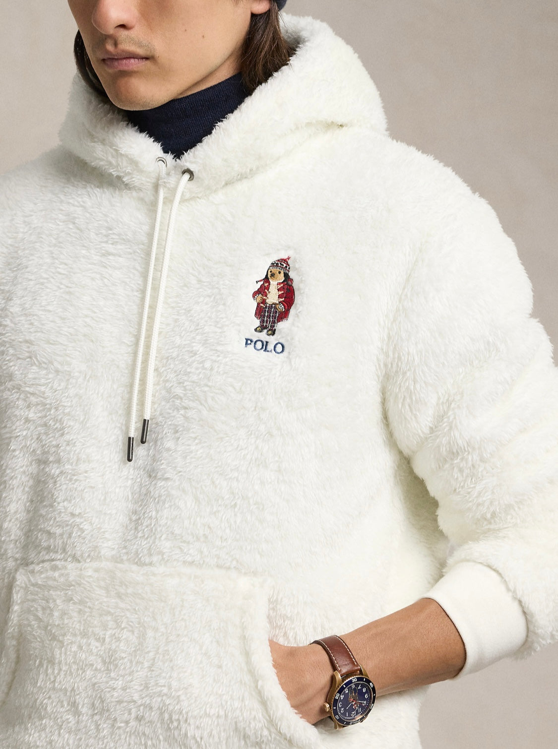 Erkek kapusonlu teddy sweatshirt