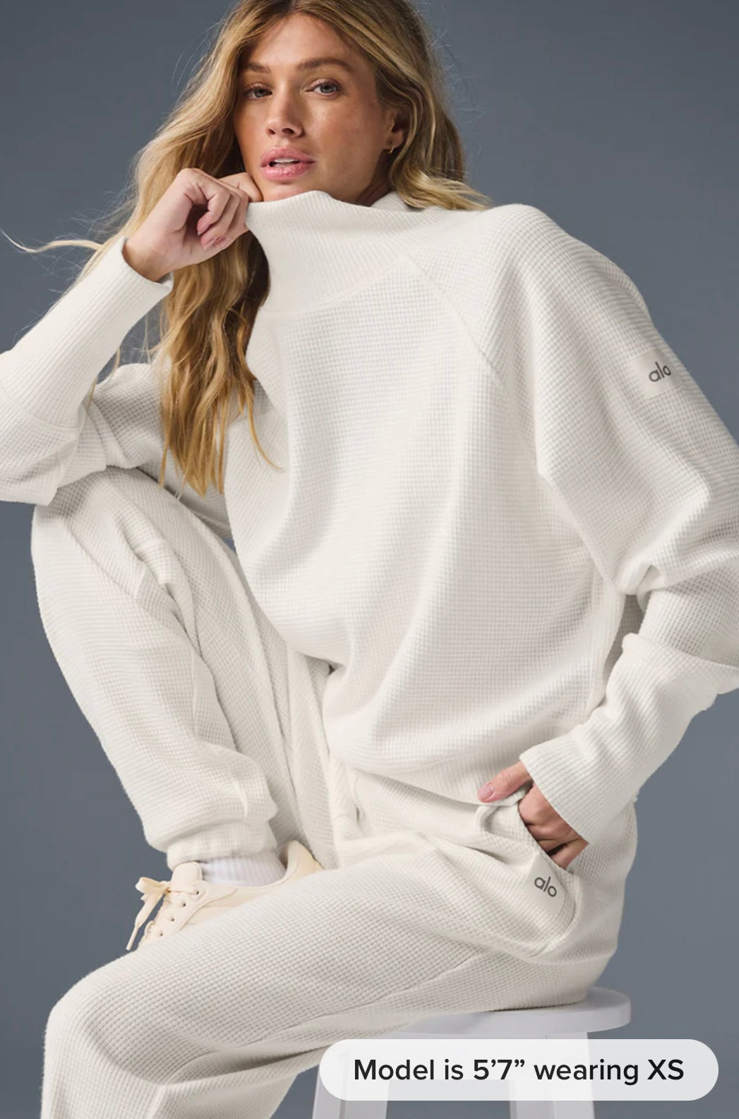 Waffle Weekend Escape Mock Neck Long Sleeve