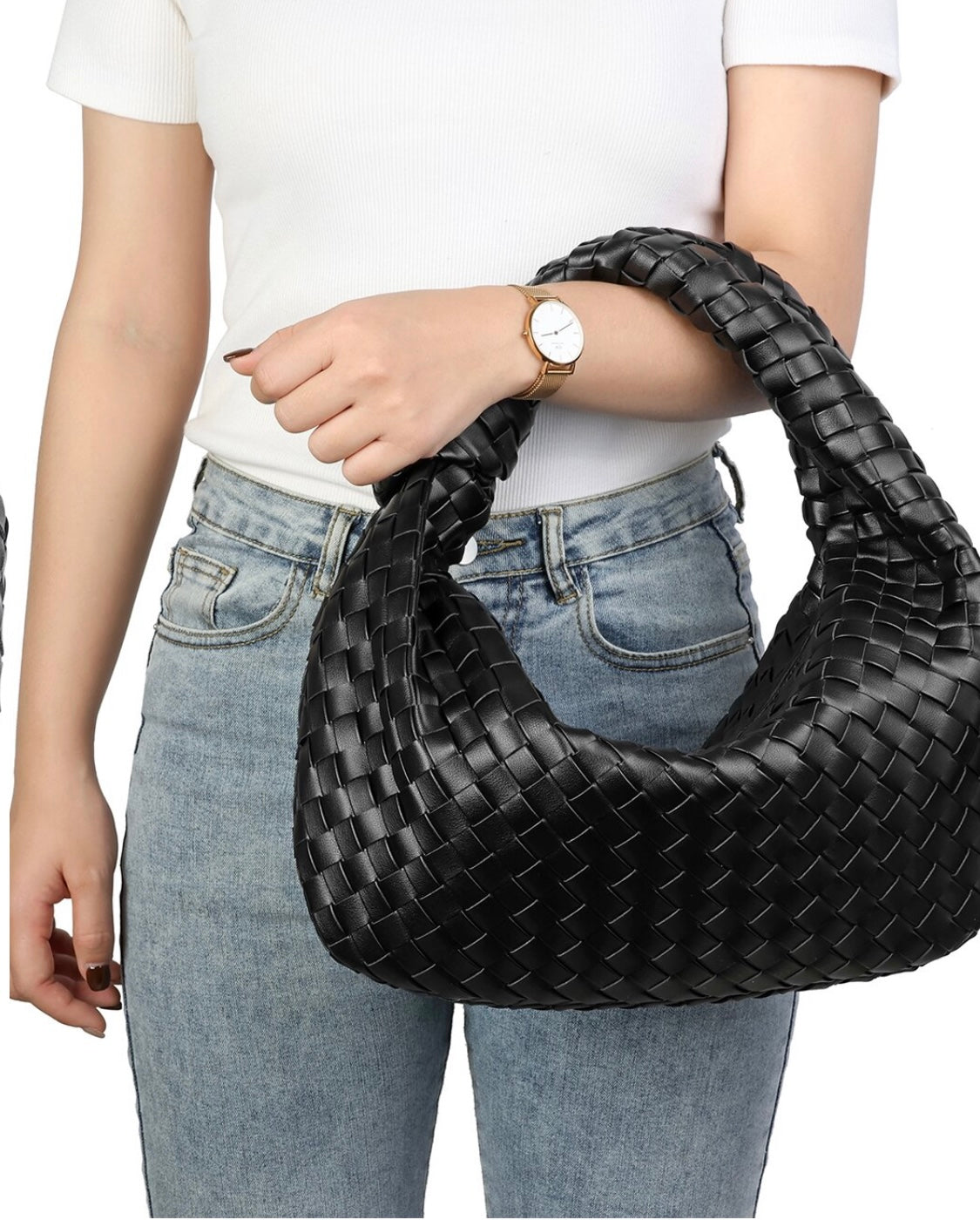 Large hand Woven leather pouch