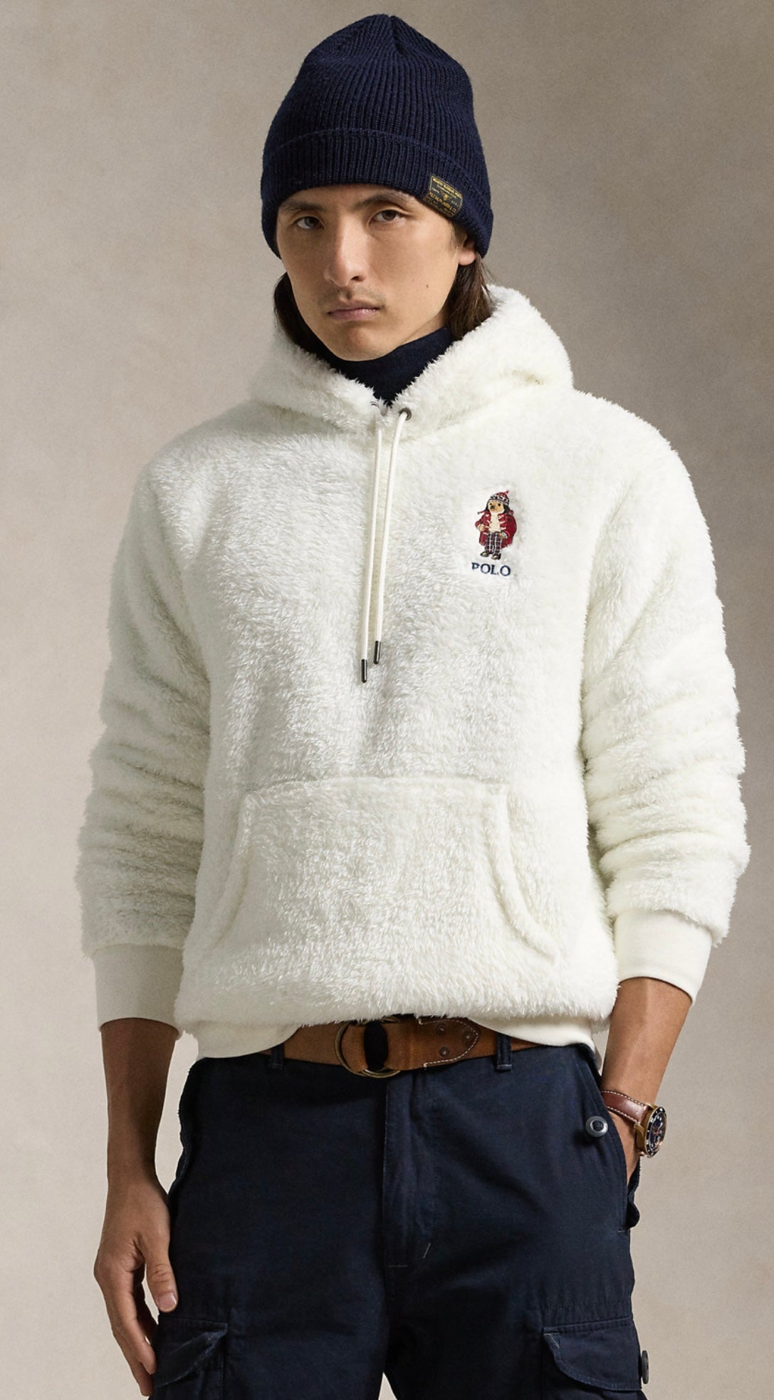 Erkek kapusonlu teddy sweatshirt
