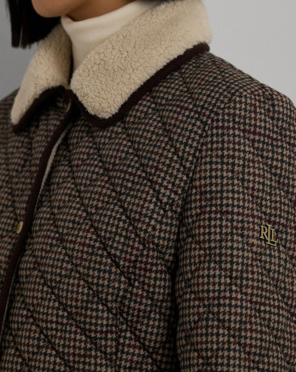 Women's Faux-Sherpa-Collar Quilted Coat
