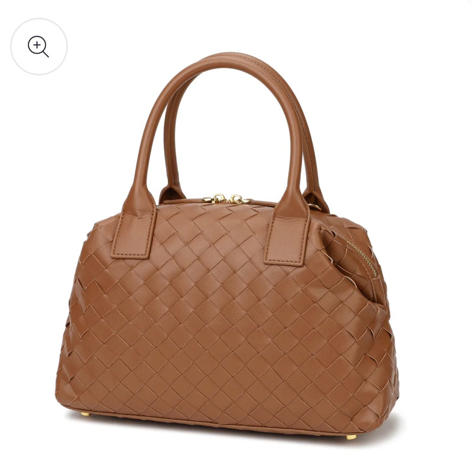 Tiffany & Fred Woven Leather Large Satchel/Shoulder Bag