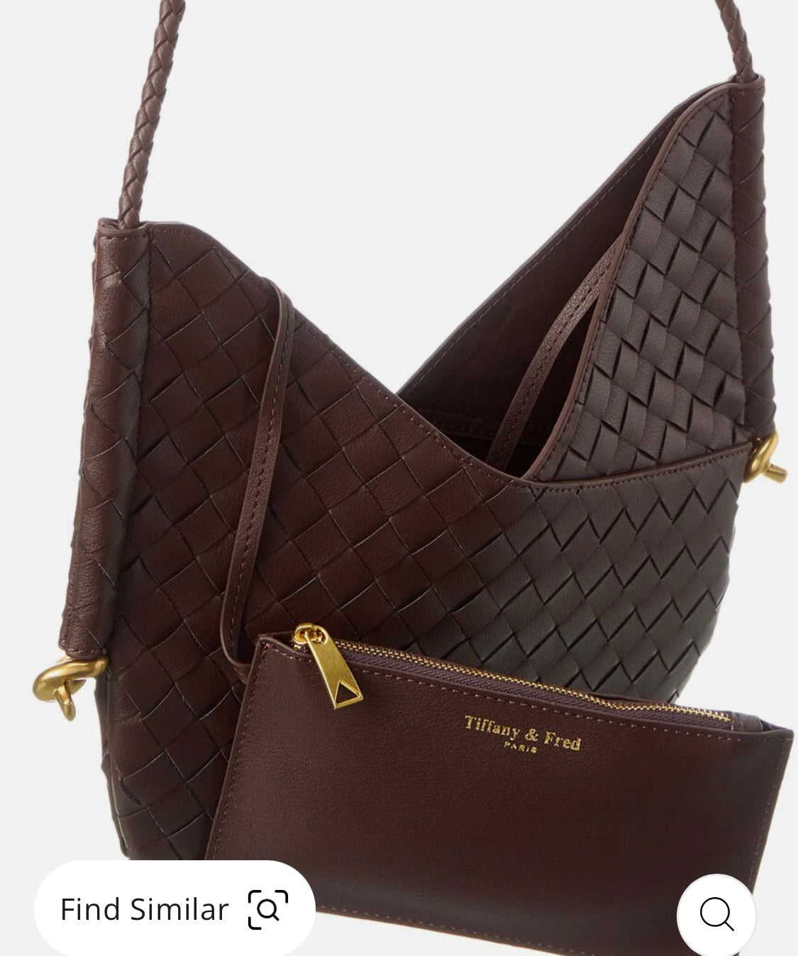 Woven Leather Shoulder Bag Brown