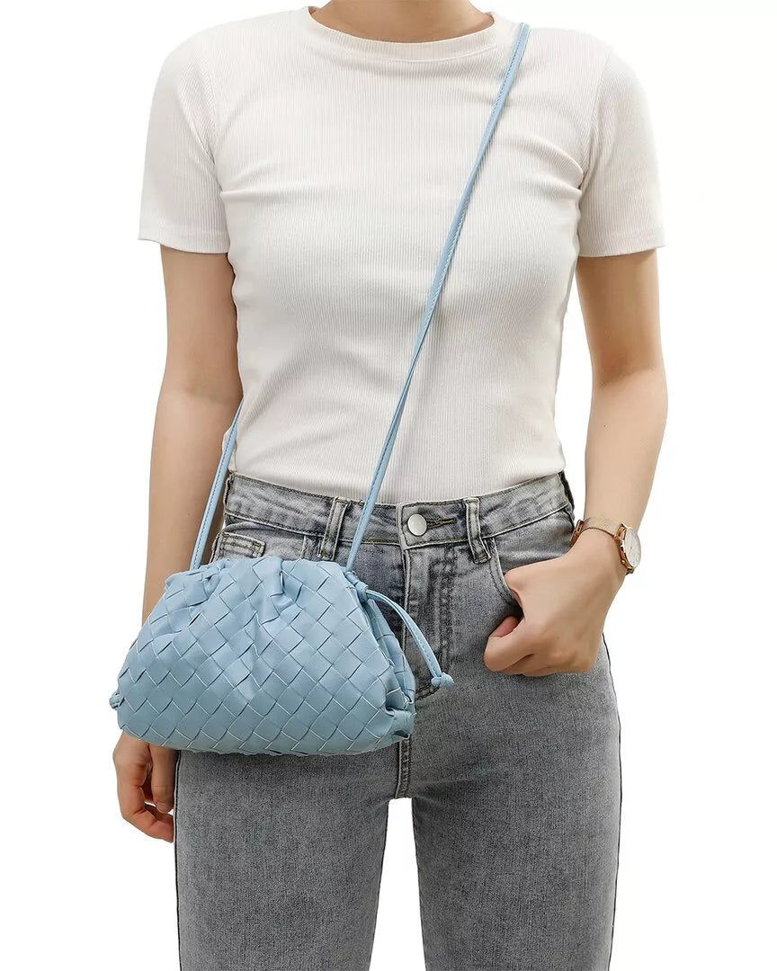 Woven Leather Crossbody Pouch