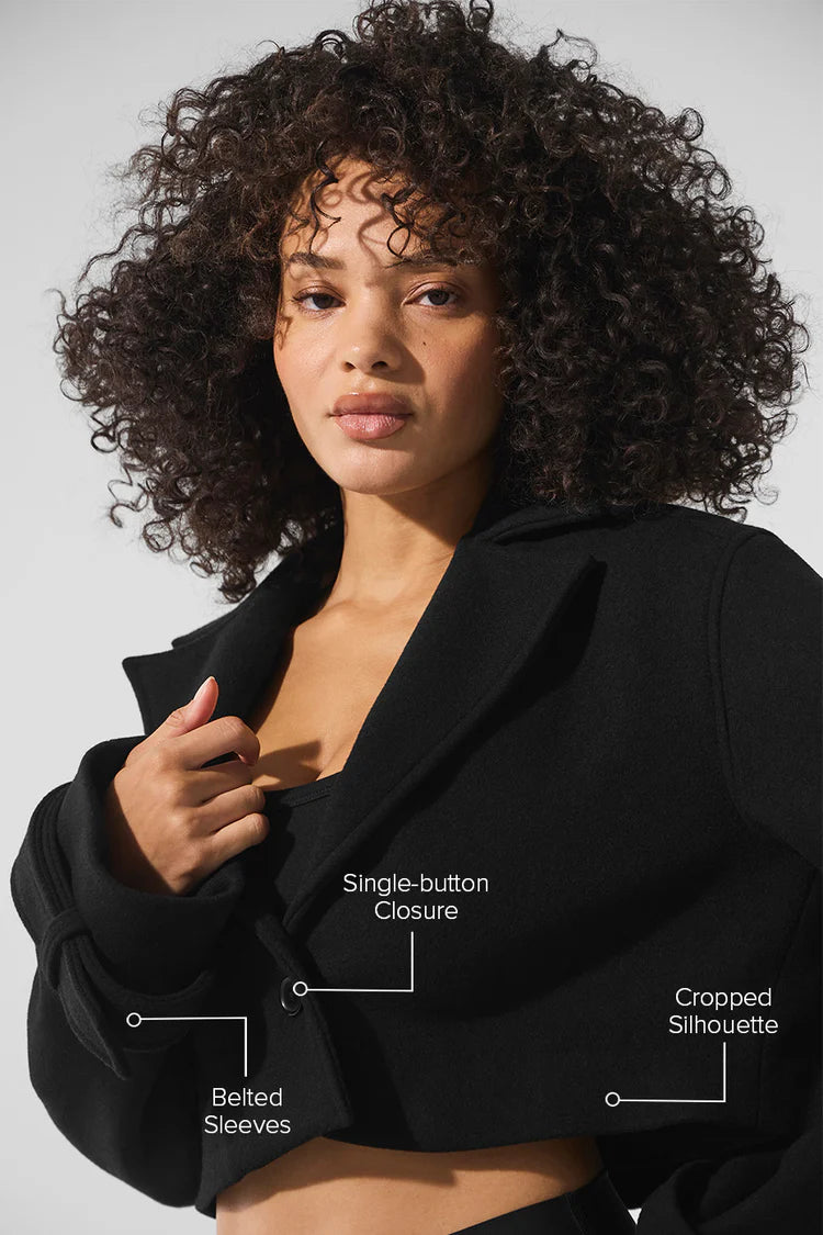 ALO YOGA Wool Cropped Metro Trench