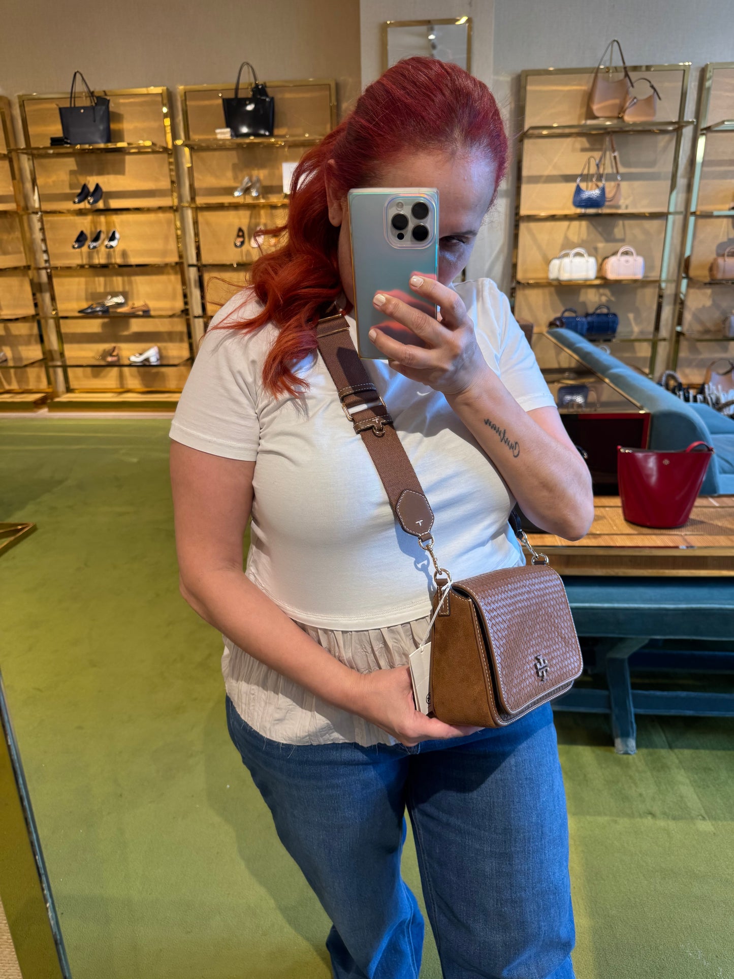 Thea hasır suet crossbody