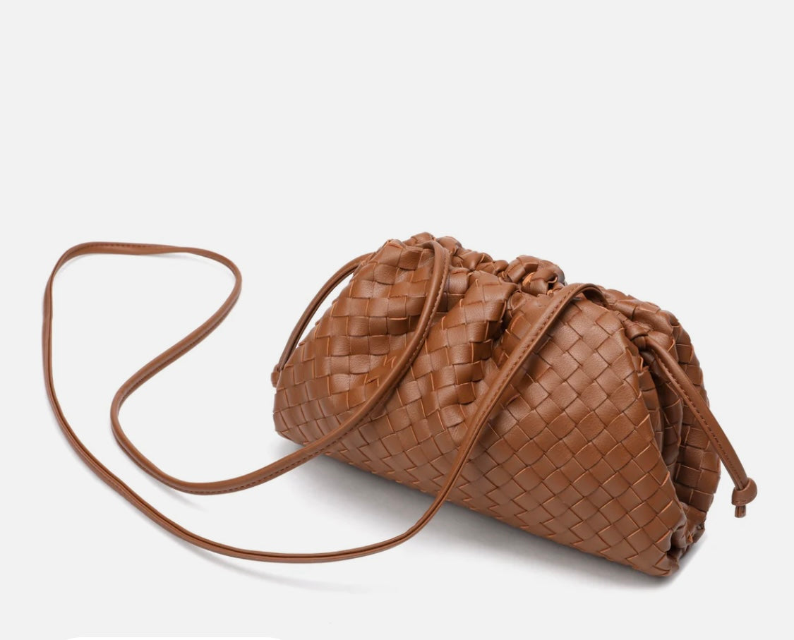 Full Grain Woven Leather Pouch/ Shoulder/ Clutch Bag