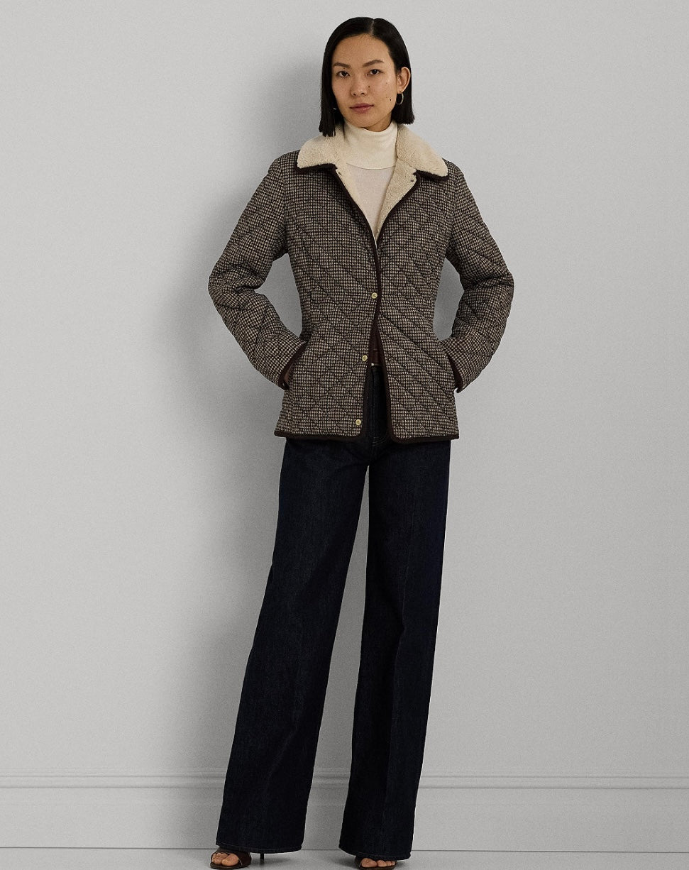 Women's Faux-Sherpa-Collar Quilted Coat