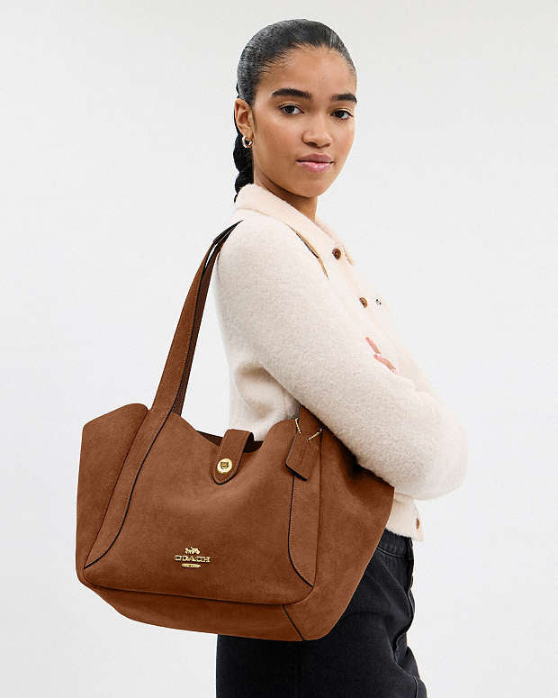 Hadley Turnlock Tote Bag Süet