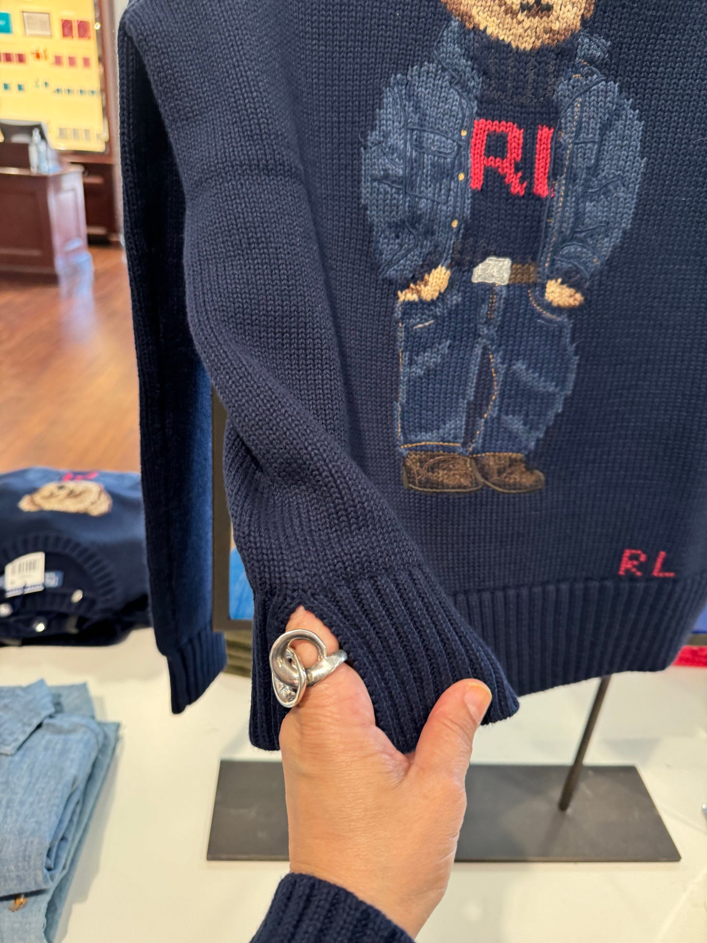 Ralph Lauren ayıcıklı koton kazak/Lacivert