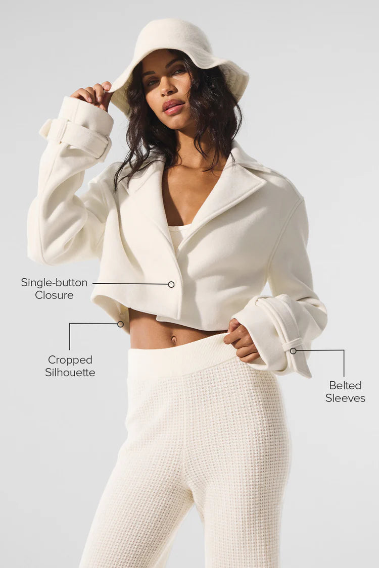 ALO YOGA Wool Cropped Metro Trench