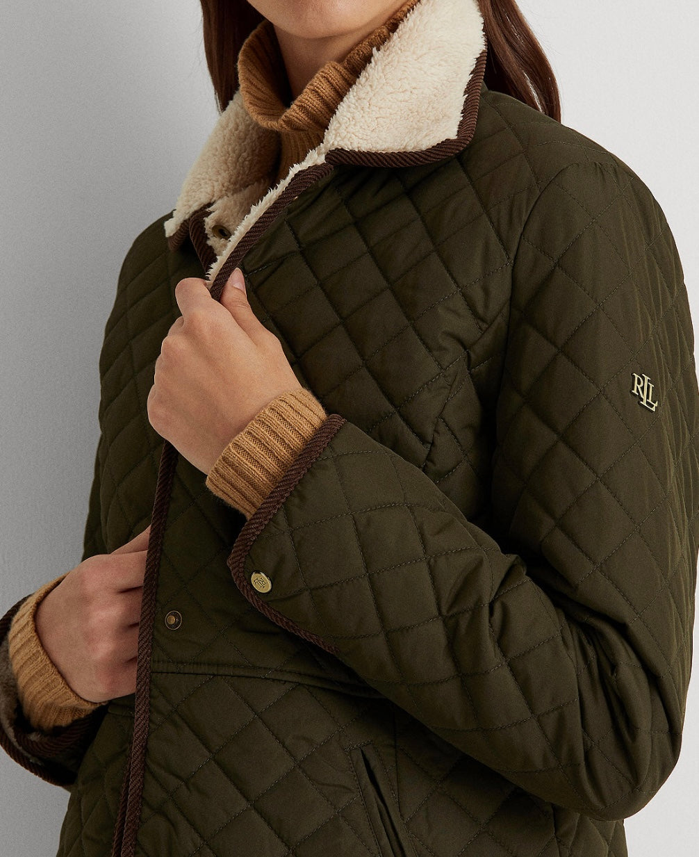 Women's Faux-Sherpa-Collar Quilted Coat