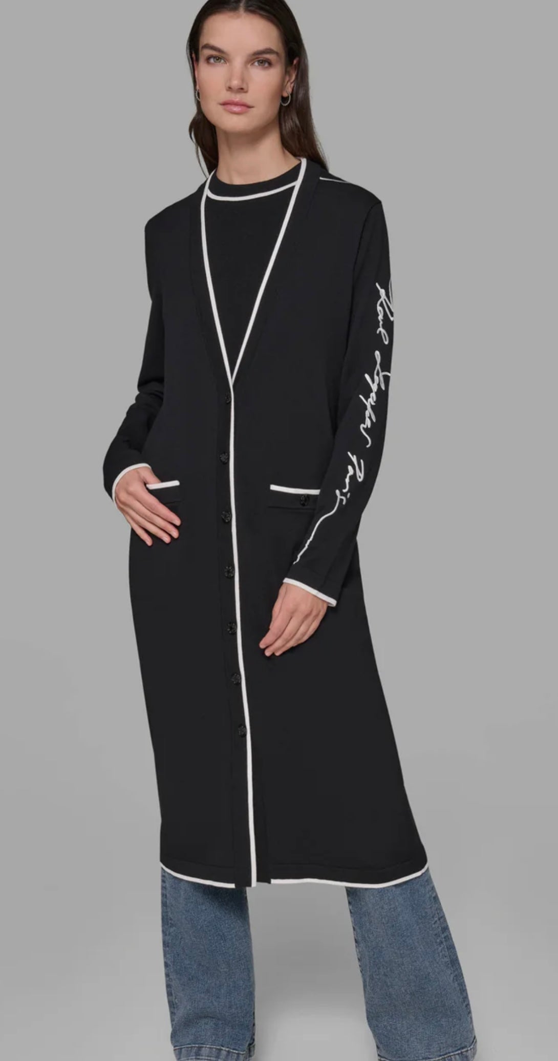 KARL SIGNATURE DUSTER CARDIGAN