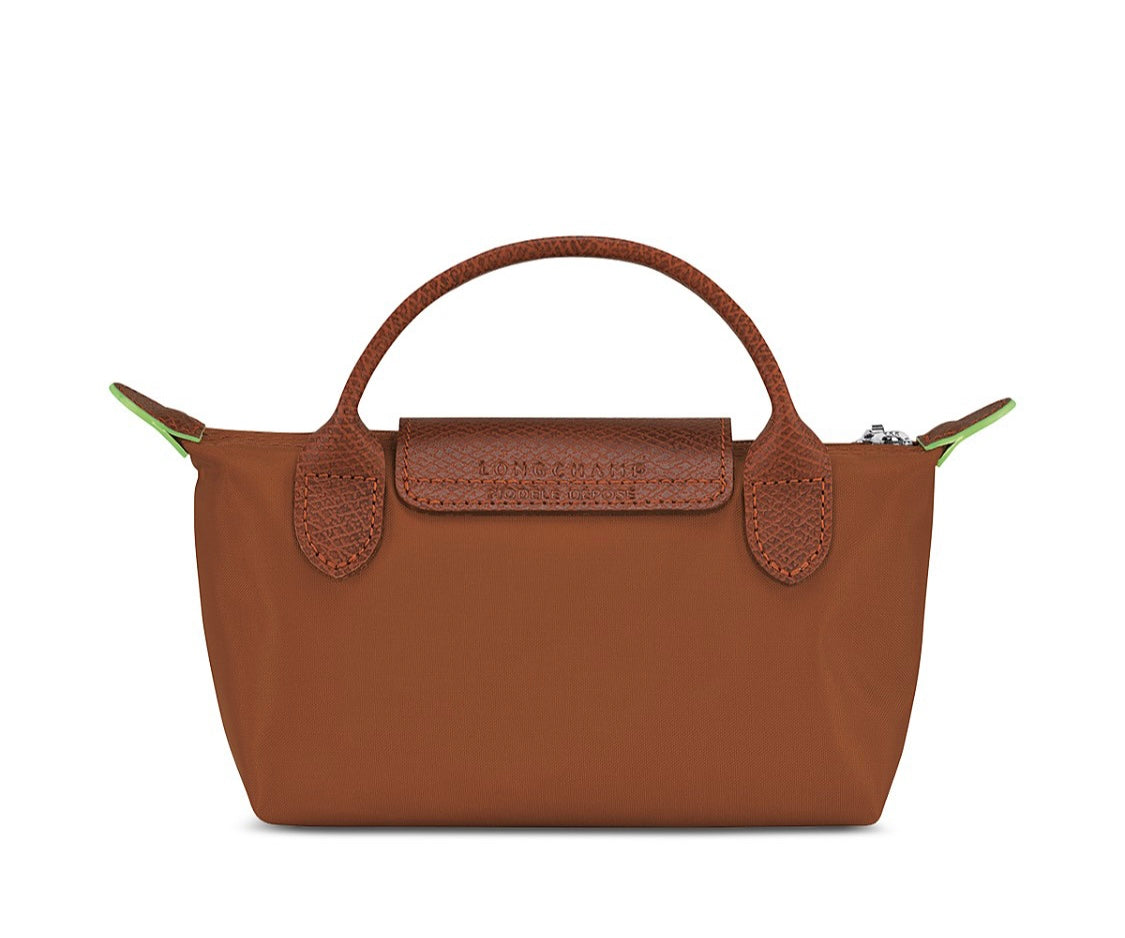 Le Pliage Green Mini Pouch Cognac/silver