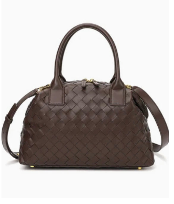 Tiffany & Fred Woven Leather Large Satchel/Shoulder Bag
