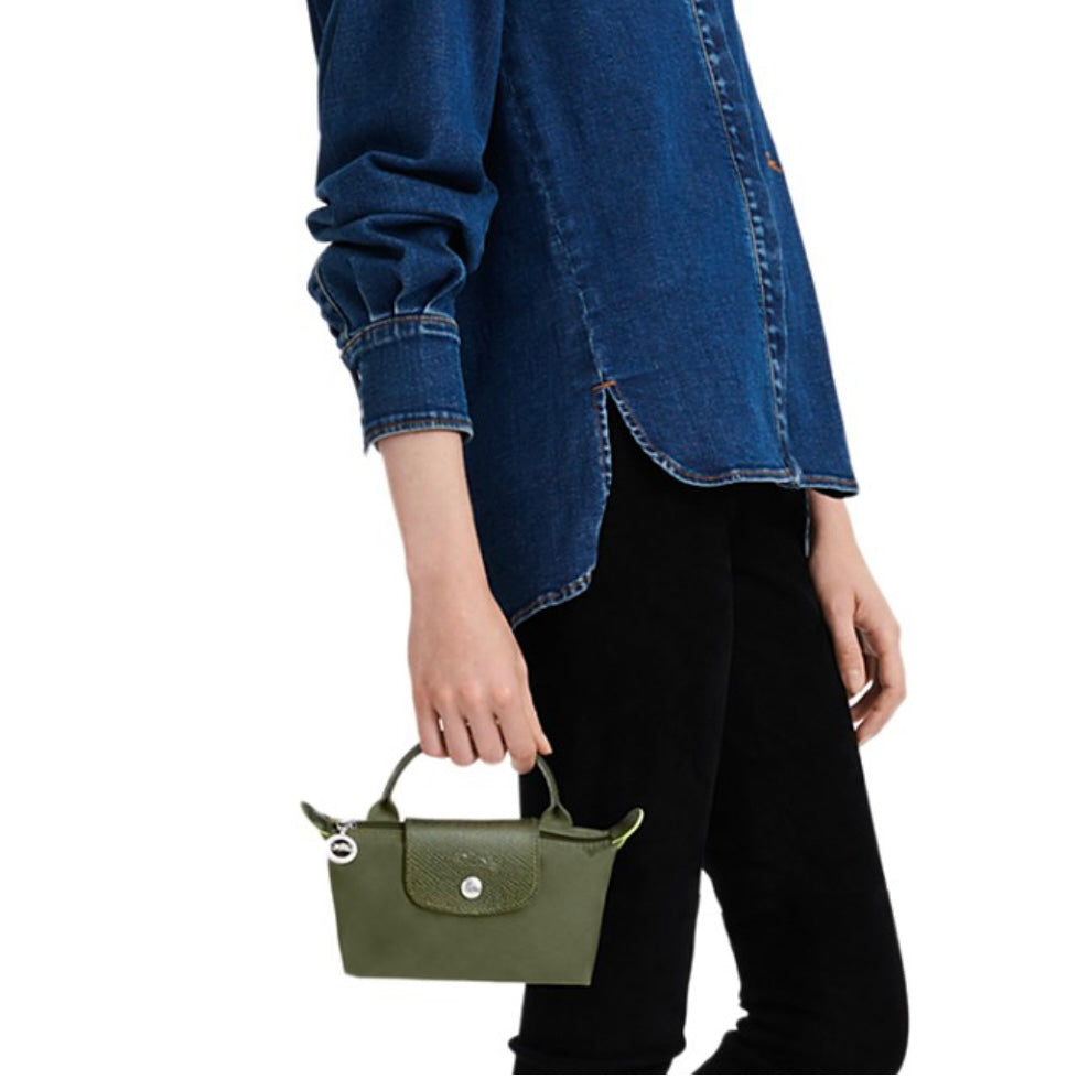 Le Pliage Green Mini Pouch Forest/Silver