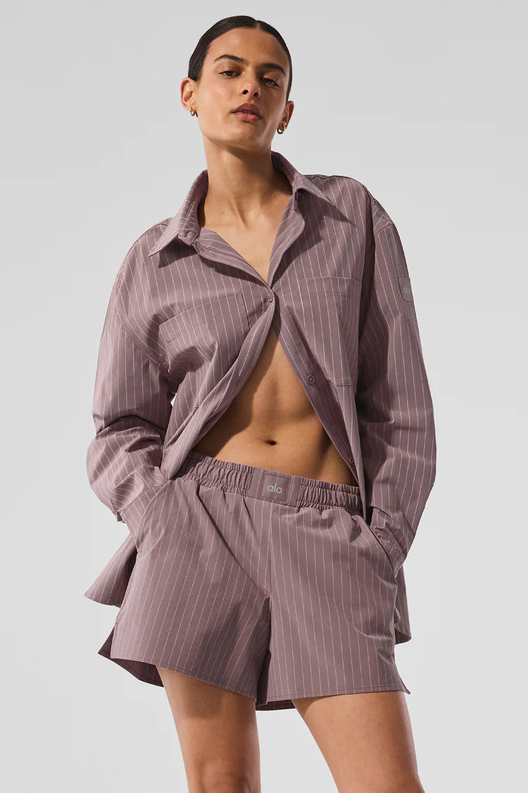 ALO YOGA Pinstripe Daylight Button Down Long Sleeve