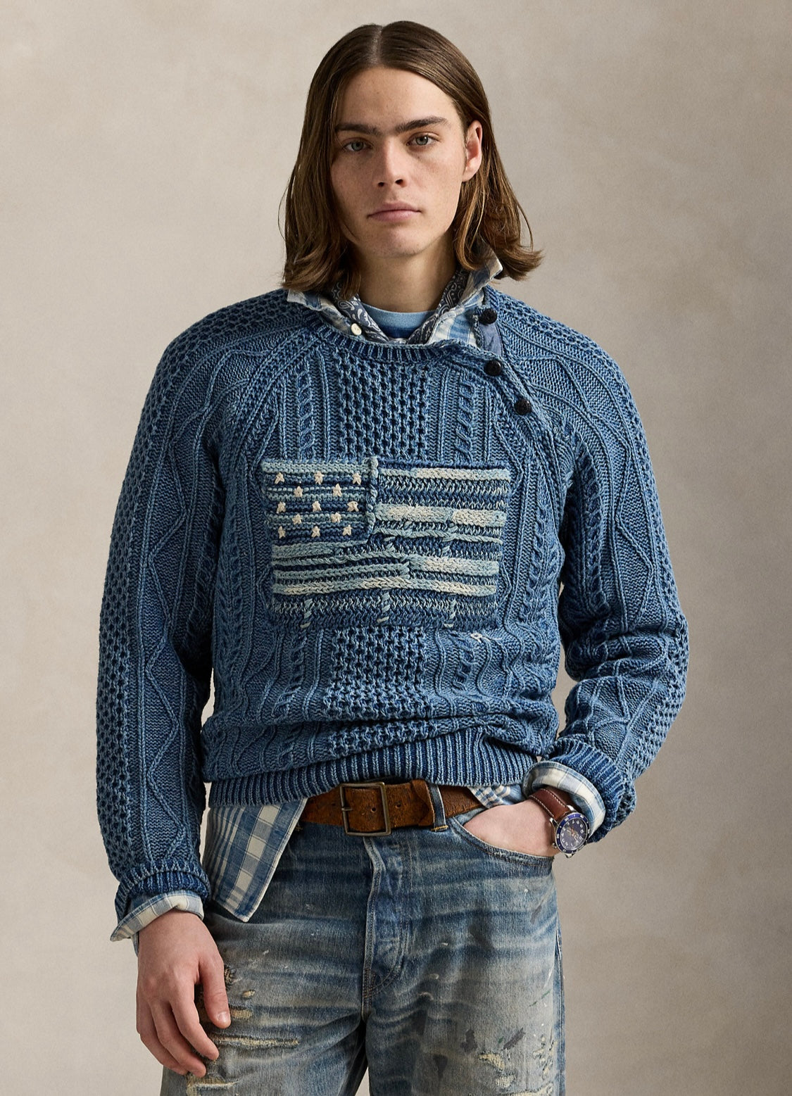 Ralph Lauren bayraklı koton Erkek kazak