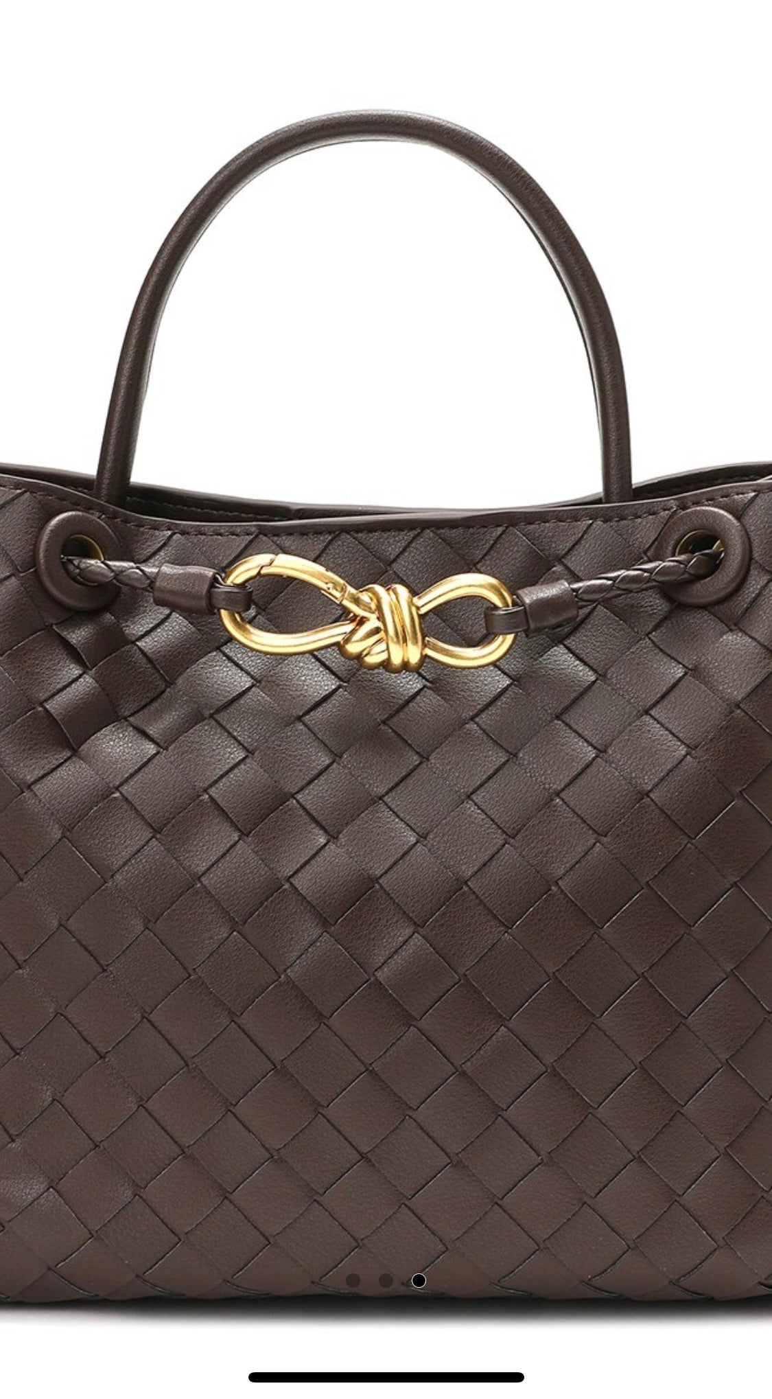 Woven Leather top handle Shoulder bag/KOYU KAHVERENGİ