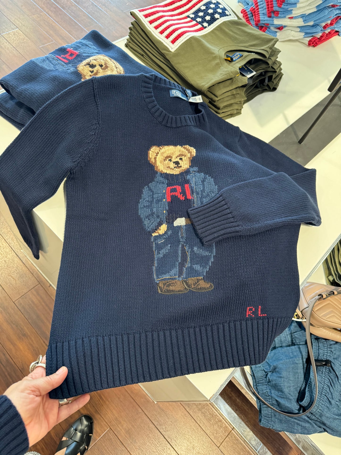 Ralph Lauren ayıcıklı koton kazak/Lacivert