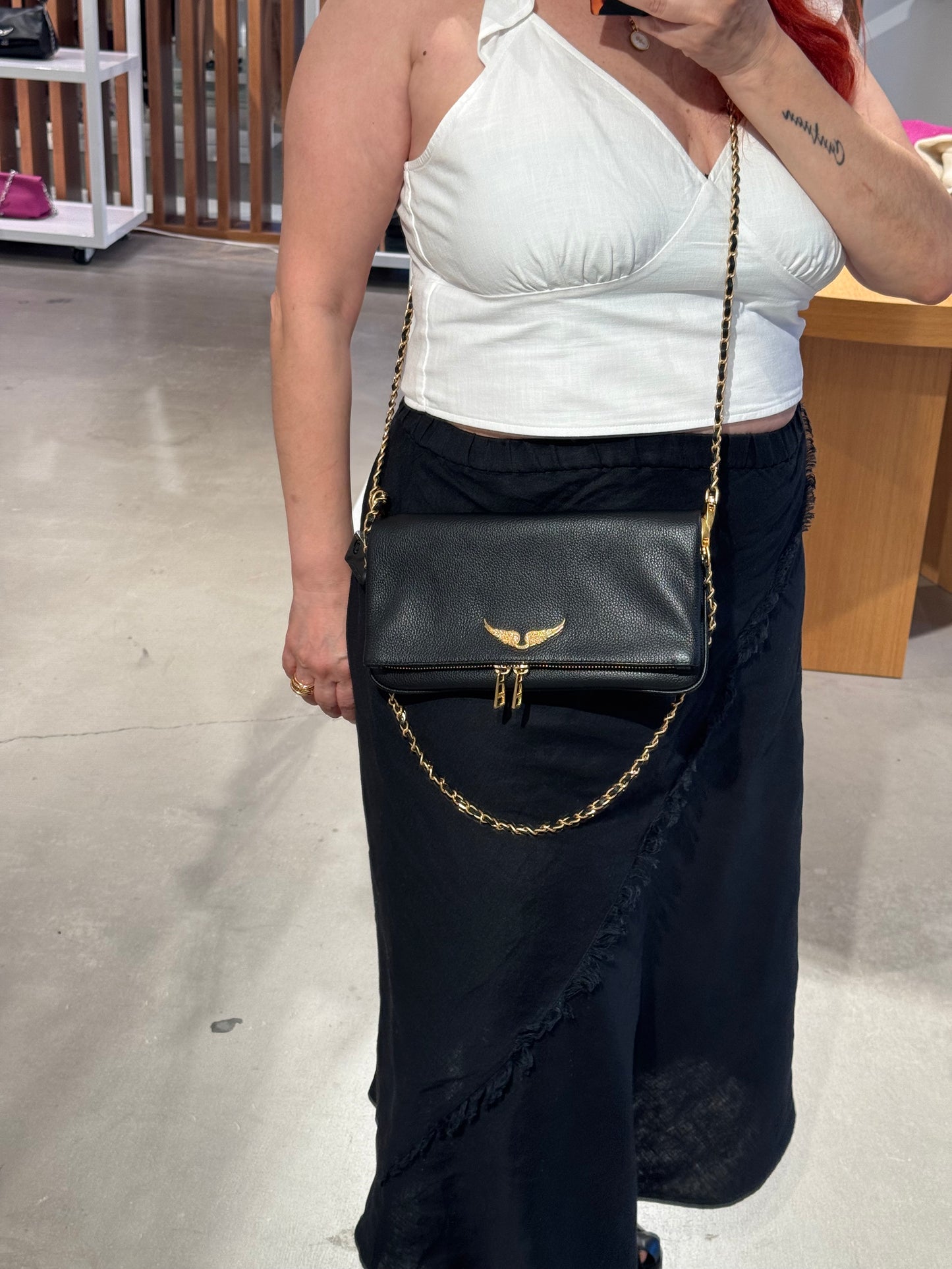 Zadig & Voltaire Rock Leather Shoulder Bag/ Gold Color