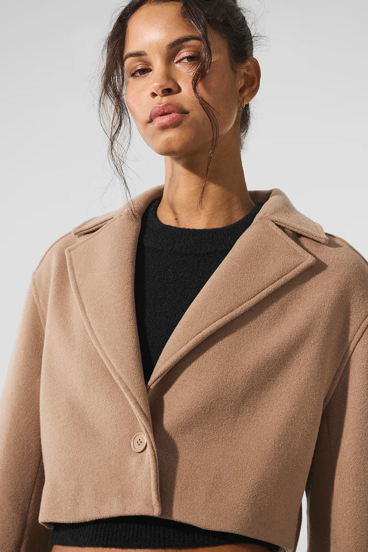 ALO YOGA Wool Cropped Metro Trench