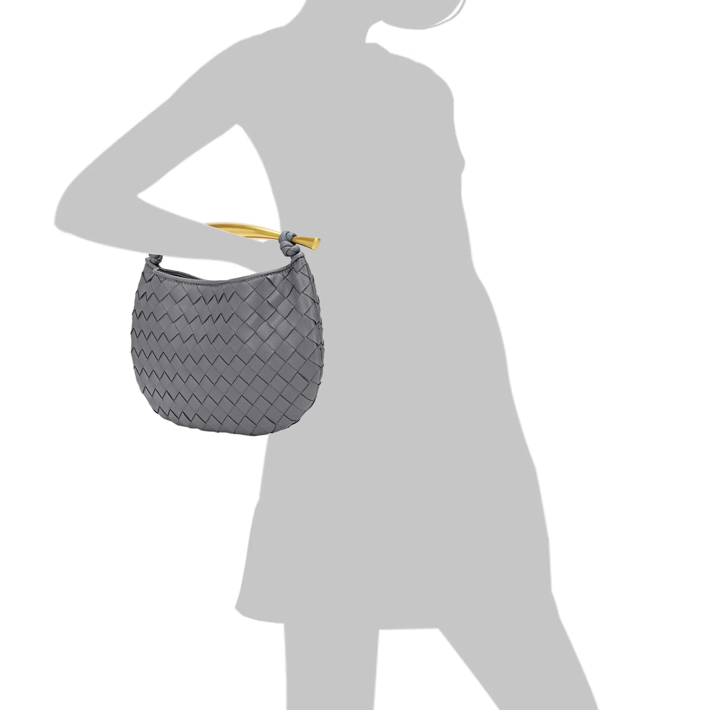 Woven Leather Top Handle Clutch