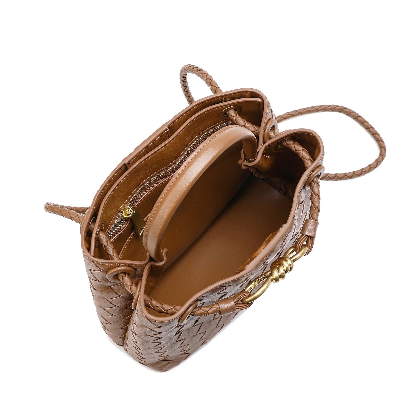 Woven Leather Top Handle Shoulder Bag/TABA