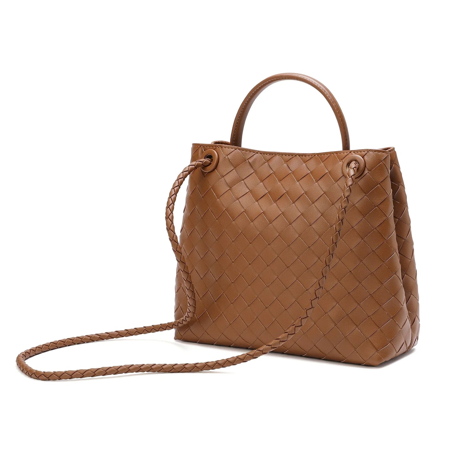 Woven Leather Top Handle Shoulder Bag/TABA