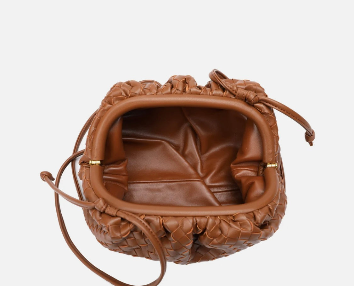 Full Grain Woven Leather Pouch/ Shoulder/ Clutch Bag