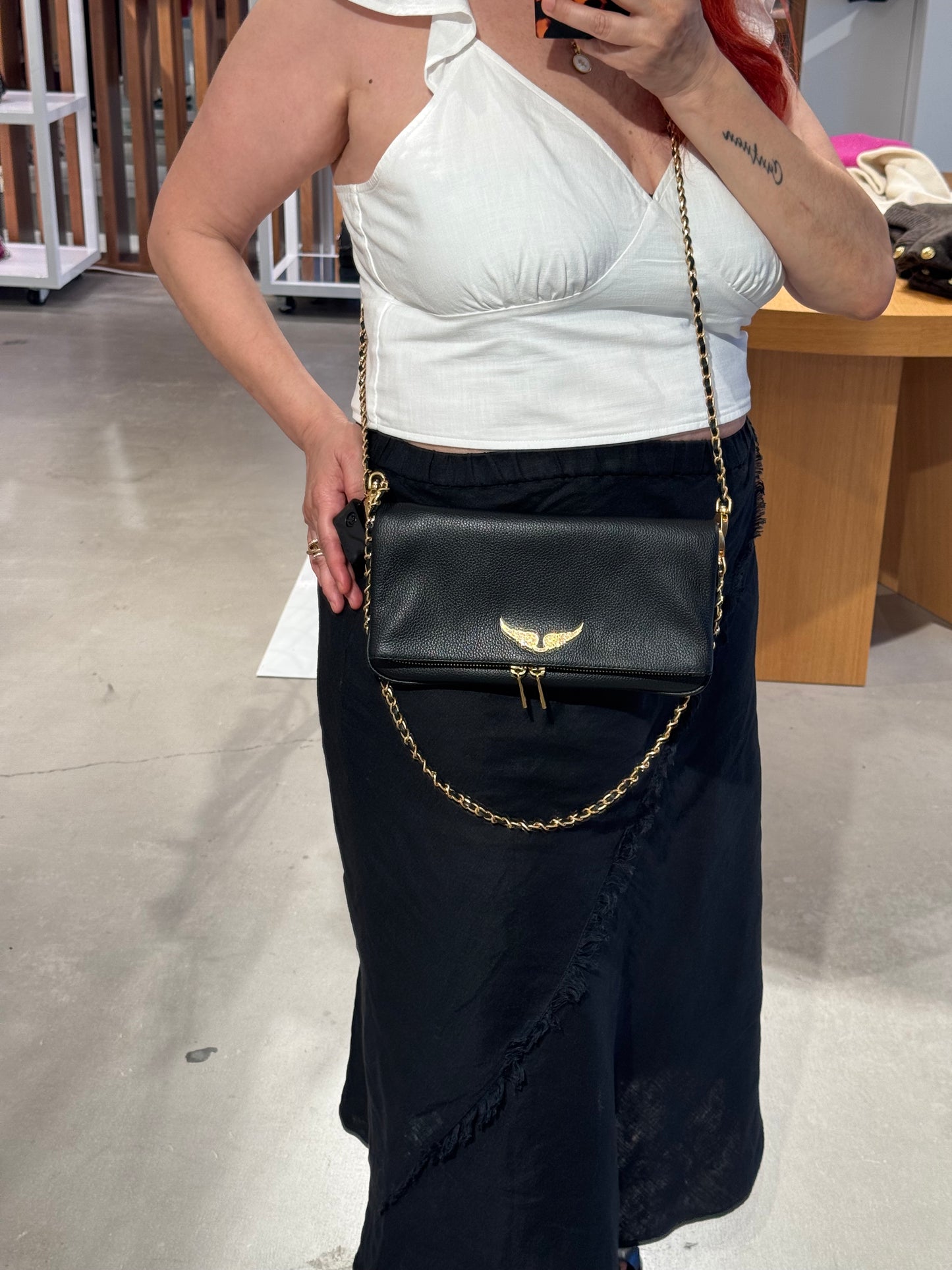 Zadig & Voltaire Rock Leather Shoulder Bag/ Gold Color