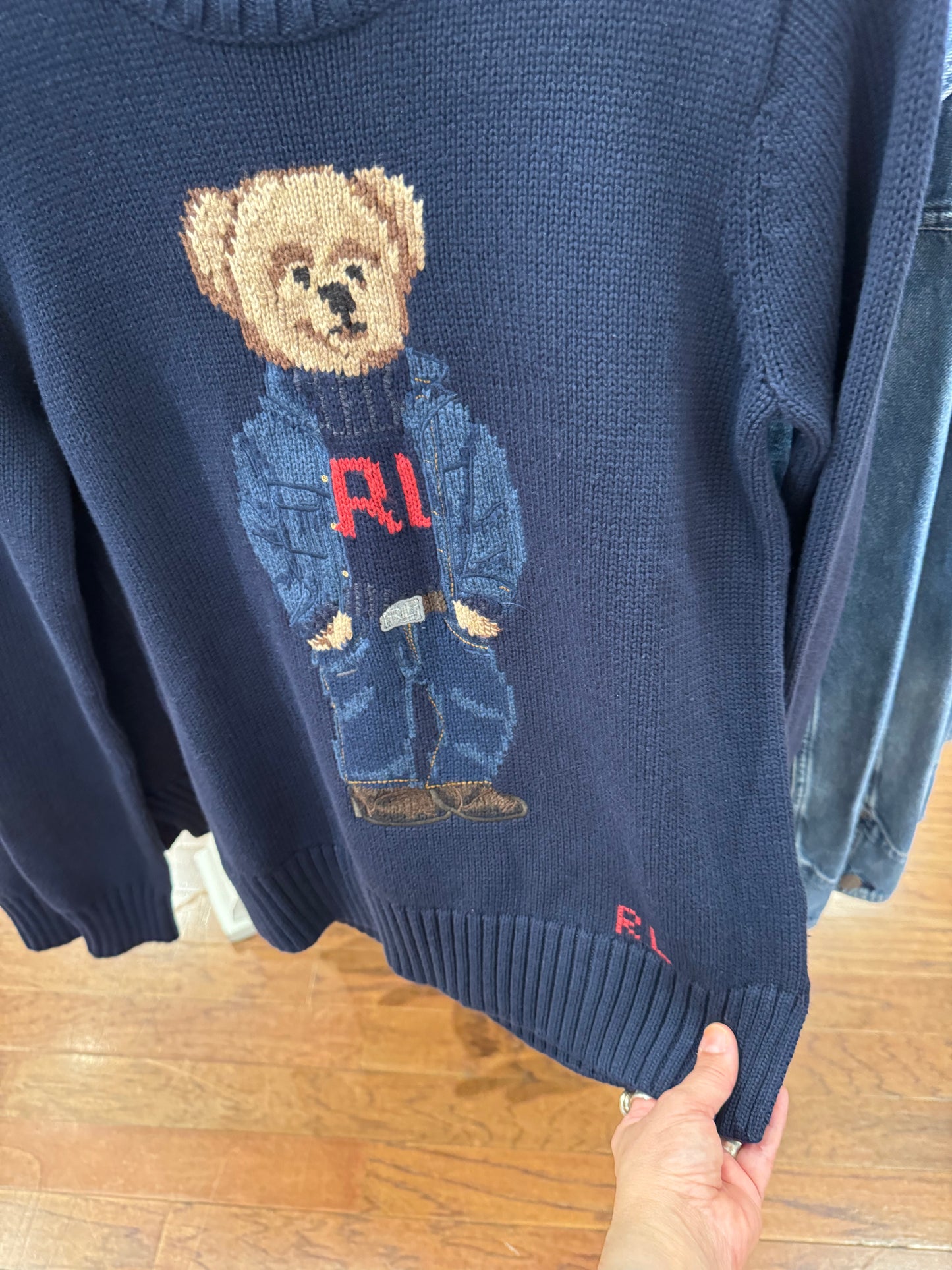 Ralph Lauren ayıcıklı koton kazak/Lacivert