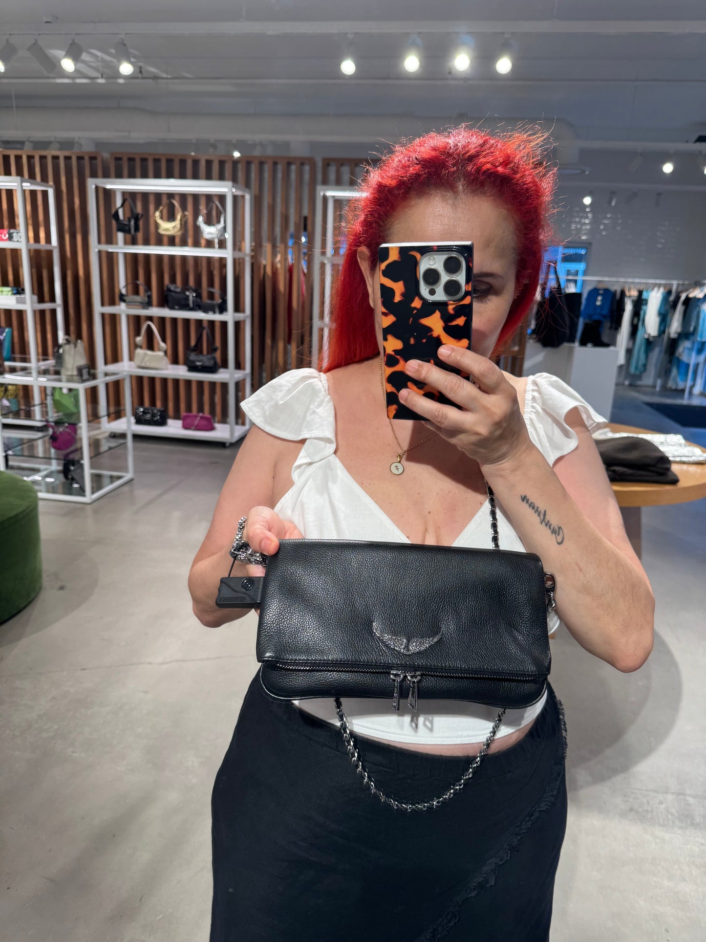 ZADIG & VOLTAIRE Rock Leather Shoulder Bag / Silver