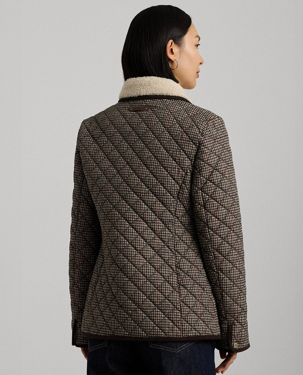 Women's Faux-Sherpa-Collar Quilted Coat