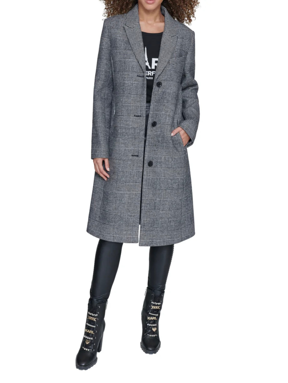 Karl Lagerfeld PLAID TOP COAT