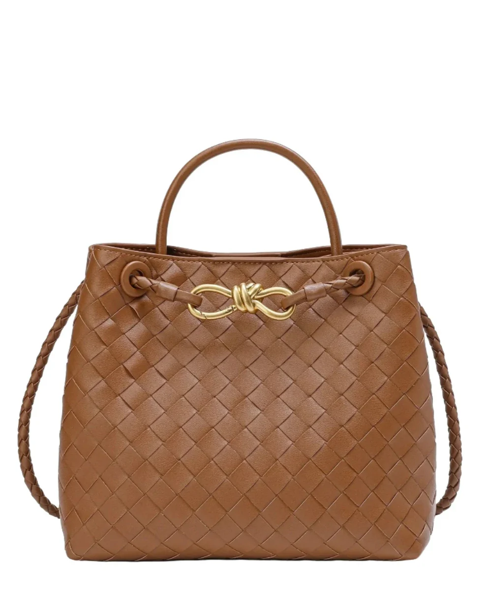 Woven Leather Top Handle Shoulder Bag/TABA