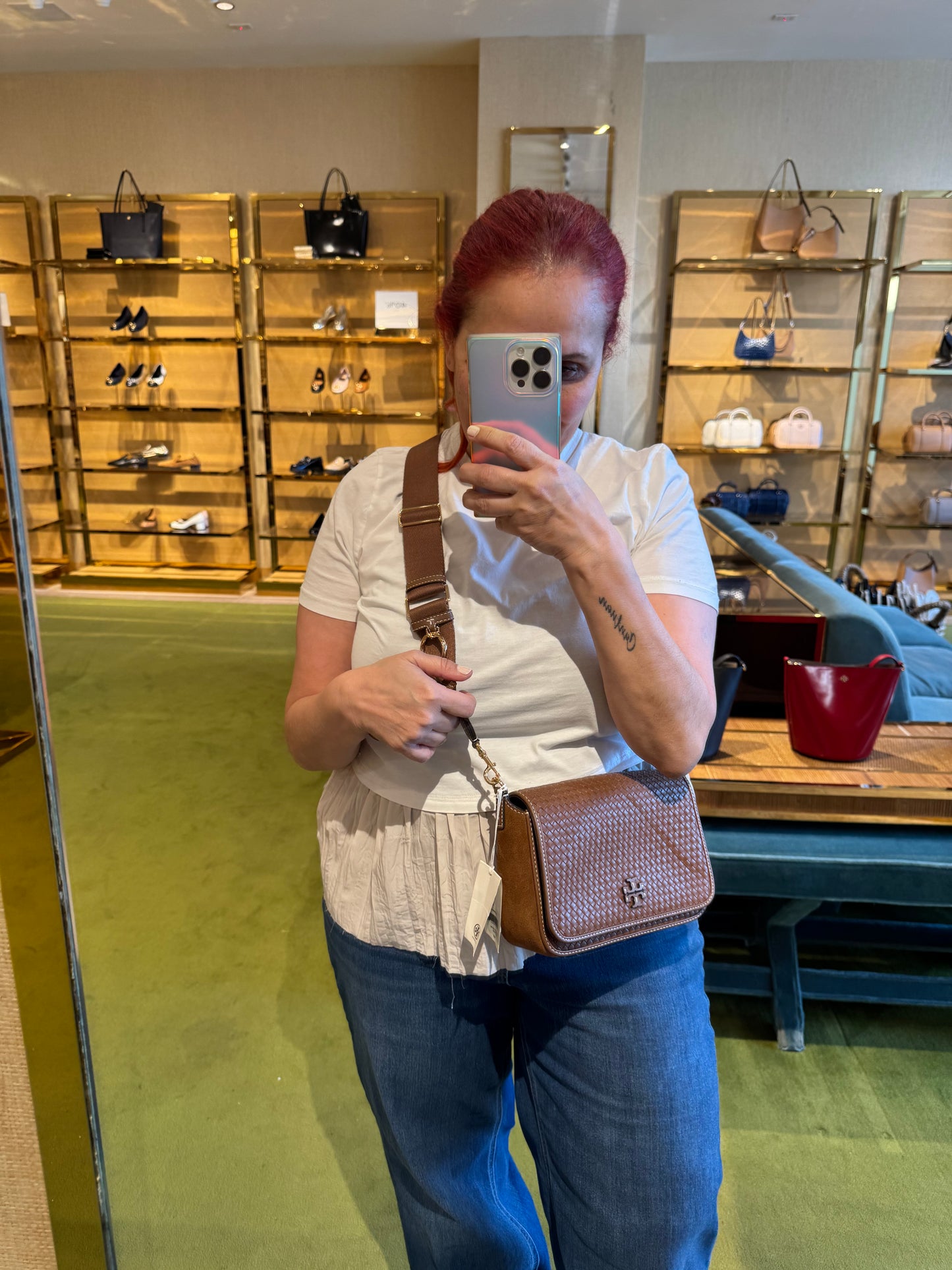 Thea hasır suet crossbody