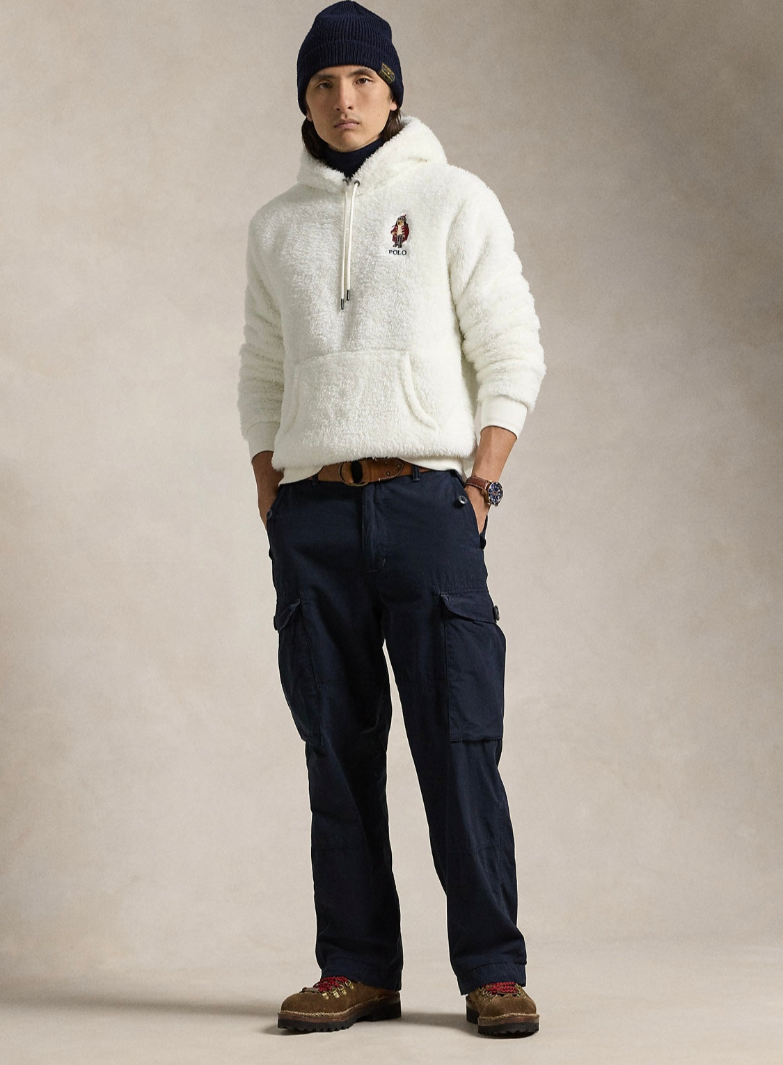 Erkek kapusonlu teddy sweatshirt