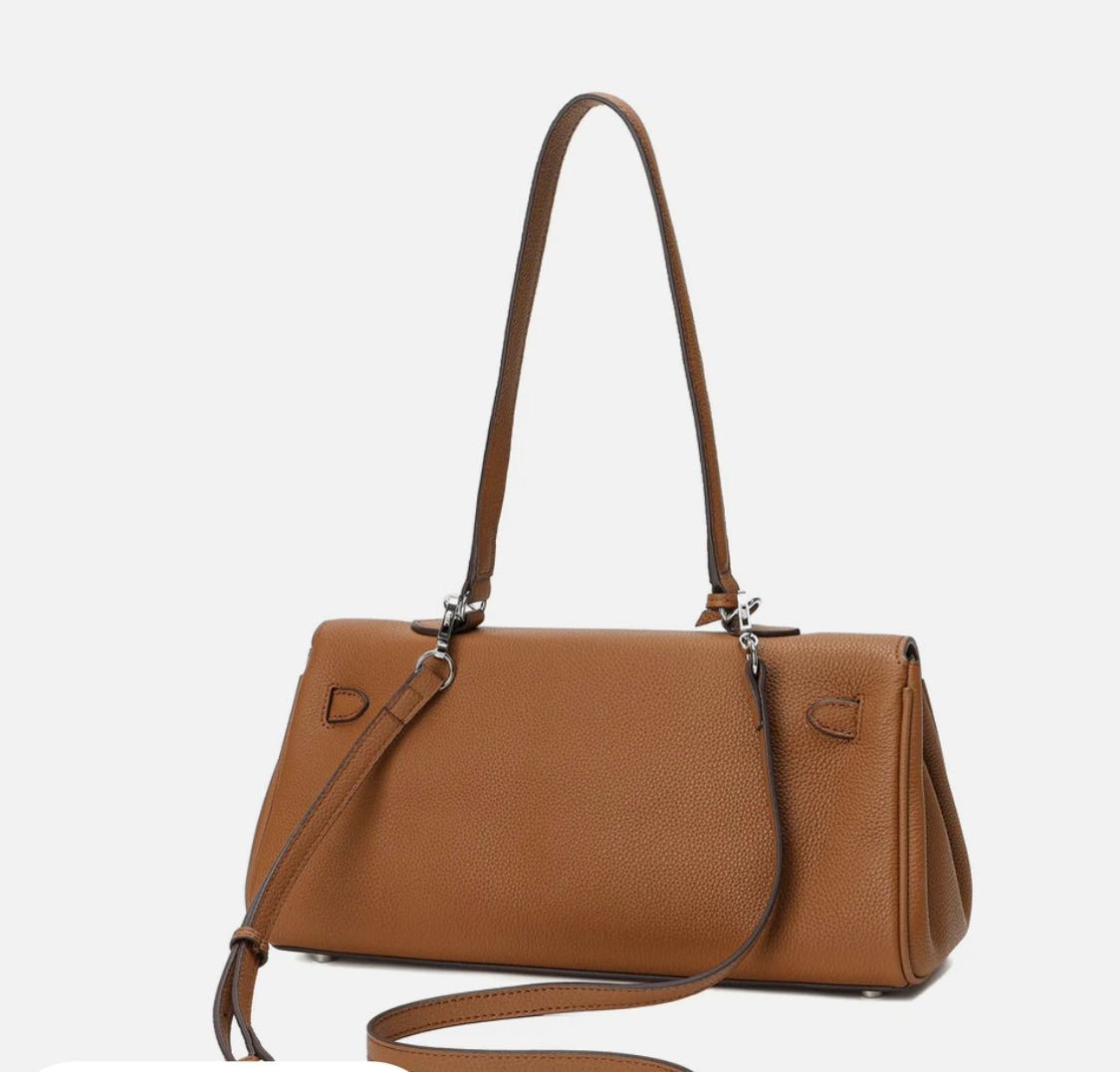 Full-Gain Leather East-West Shoulder Bag