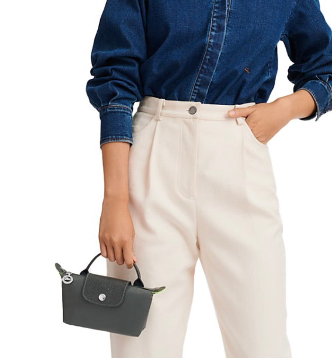 Le Pliage Green Mini Pouch Graphite/Silver