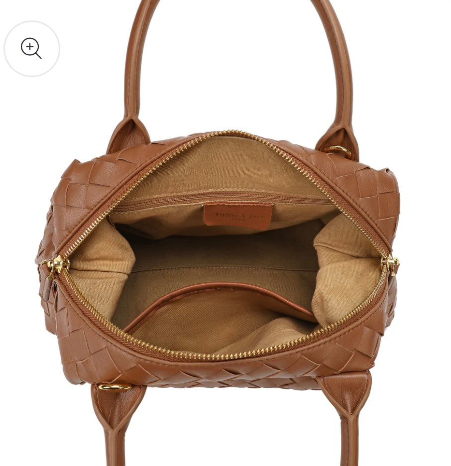Tiffany & Fred Woven Leather Large Satchel/Shoulder Bag