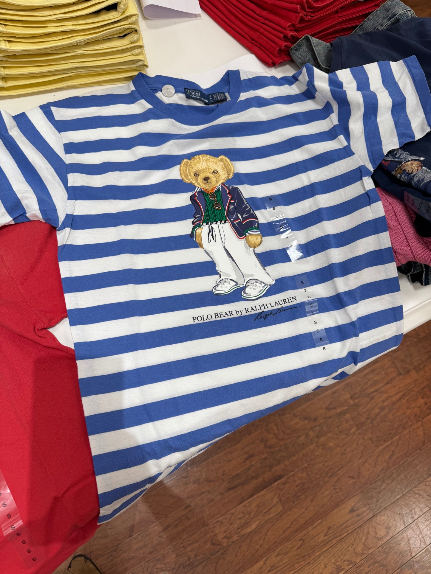 Bayan ayıcıklı çizgili Tshirt