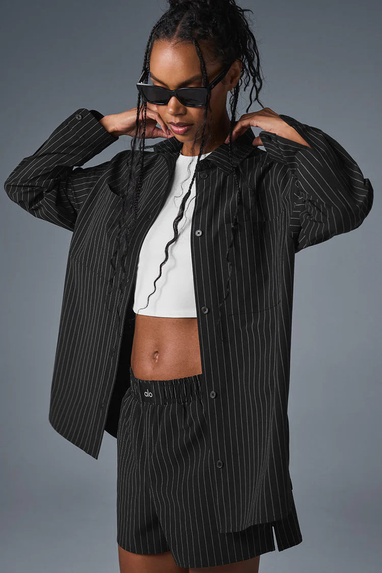 ALO YOGA Pinstripe Daylight Button Down Long Sleeve