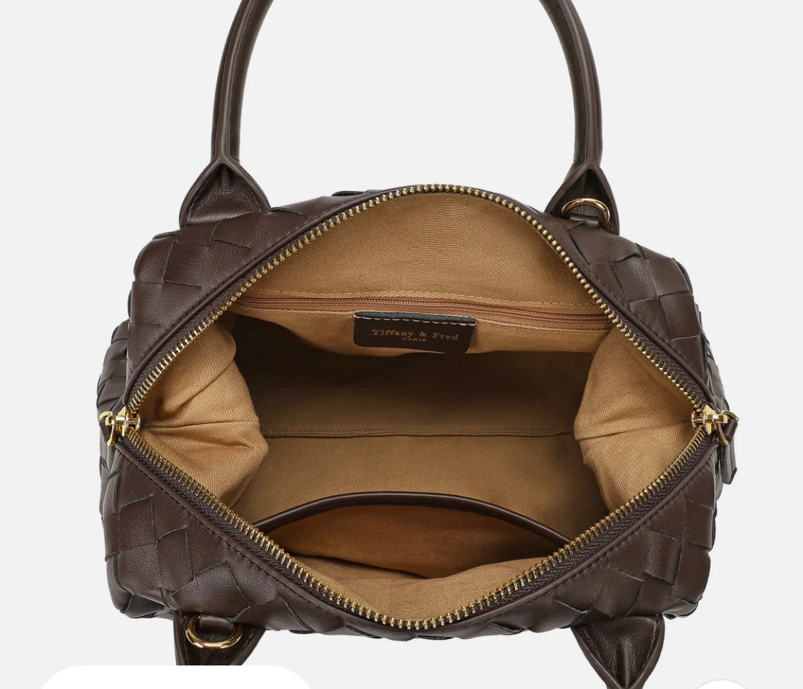 Tiffany & Fred Woven Leather Large Satchel/Shoulder Bag